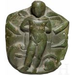 Bronzeapplike mit gefesseltem Eros, römisch, 1. - 2. Jhdt.Applike mit Darstellung des gefesselten