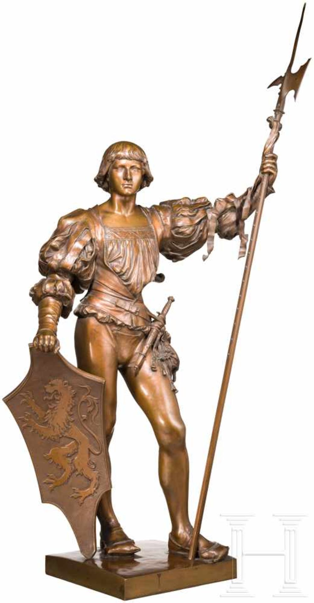 Thomas Dennerlein (1847 - 1903) "Der Page", München, um 1883Bronze, patiniert. Figur eines jungen