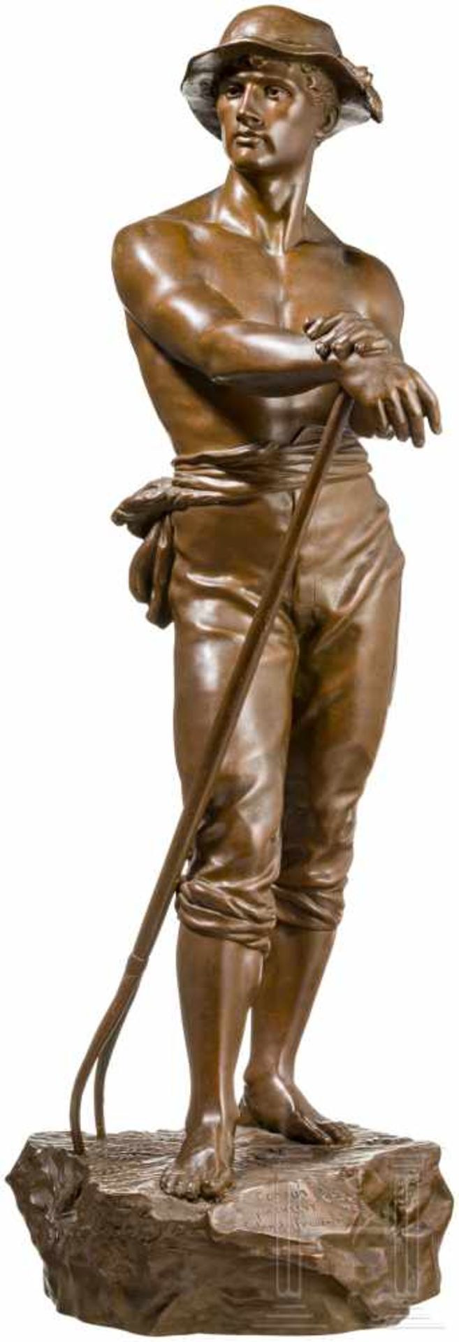 Charles Octave Lévy (1820-99) "Faneur", Frankreich, um 1880Bronze, patiniert. Stehender, junger