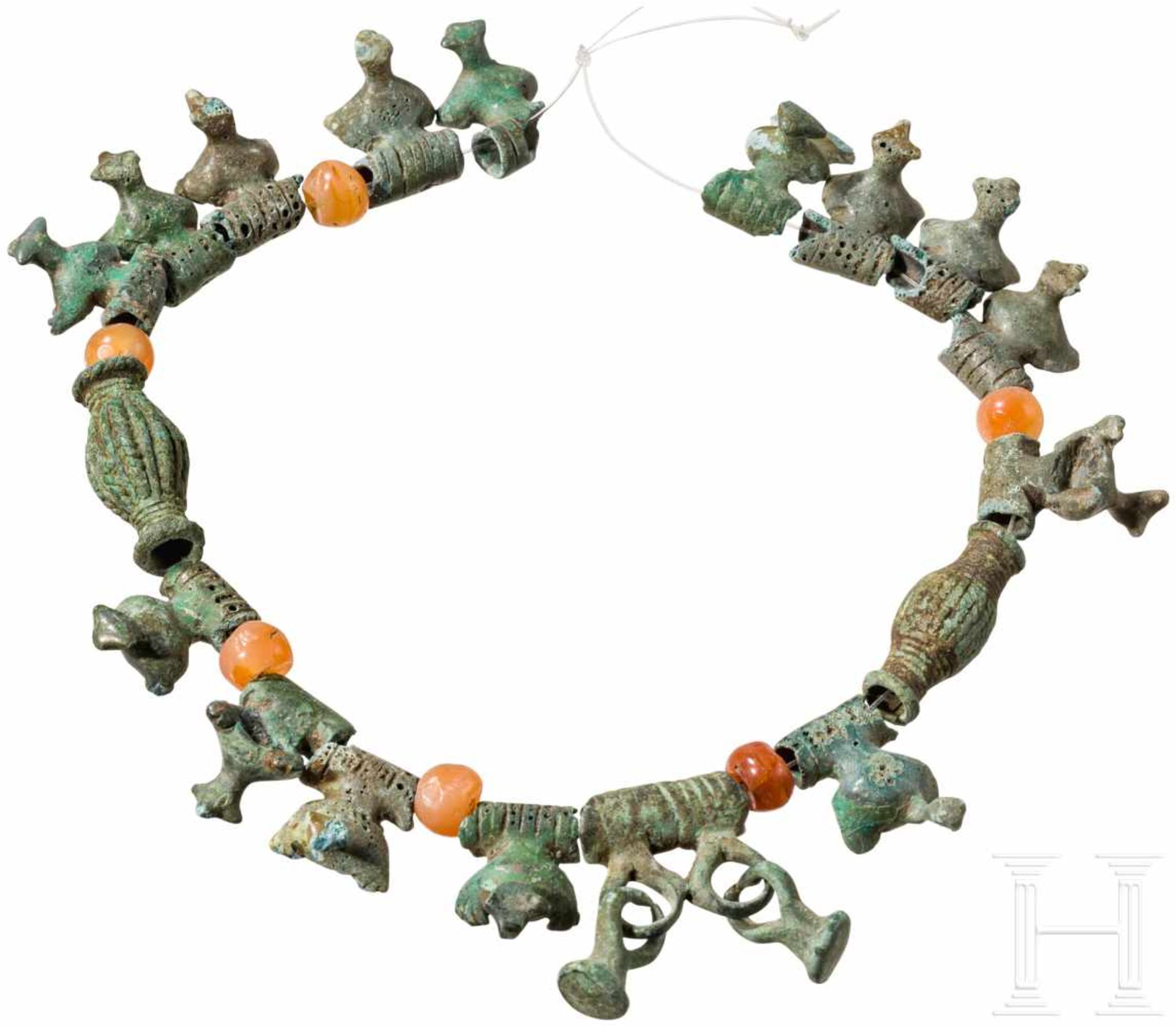 Kette aus Bronze- und Karneolperlen, Kaukasus, Koban-Kultur, 8. - 7. Jhdt. v. Chr.Kette