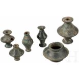 Sechs bikonische Bronzeperlen, illyrisch-griechischer Kulturraum, Ende 8. - 6. Jhdt. v. Chr.