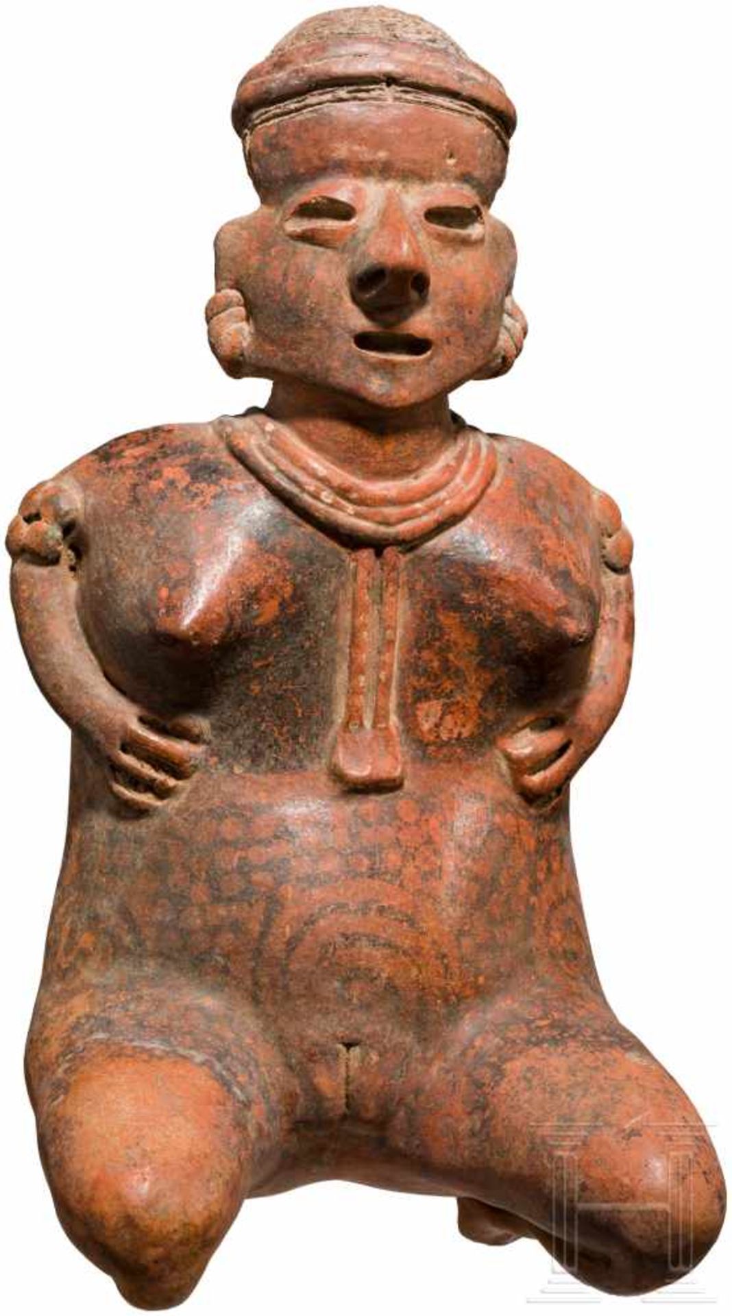 Kniende Frau, Terrakotta, Nayarit, Mexiko, 100 v. Chr. - 250 n. Chr.Darstellung einer knienden,