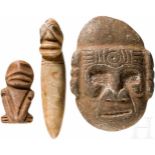 Drei Steinfiguren, Karibik, Taíno-Kultur, 11. - 15. Jhdt.Drei Steinskulpturen aus verschiedenartigem