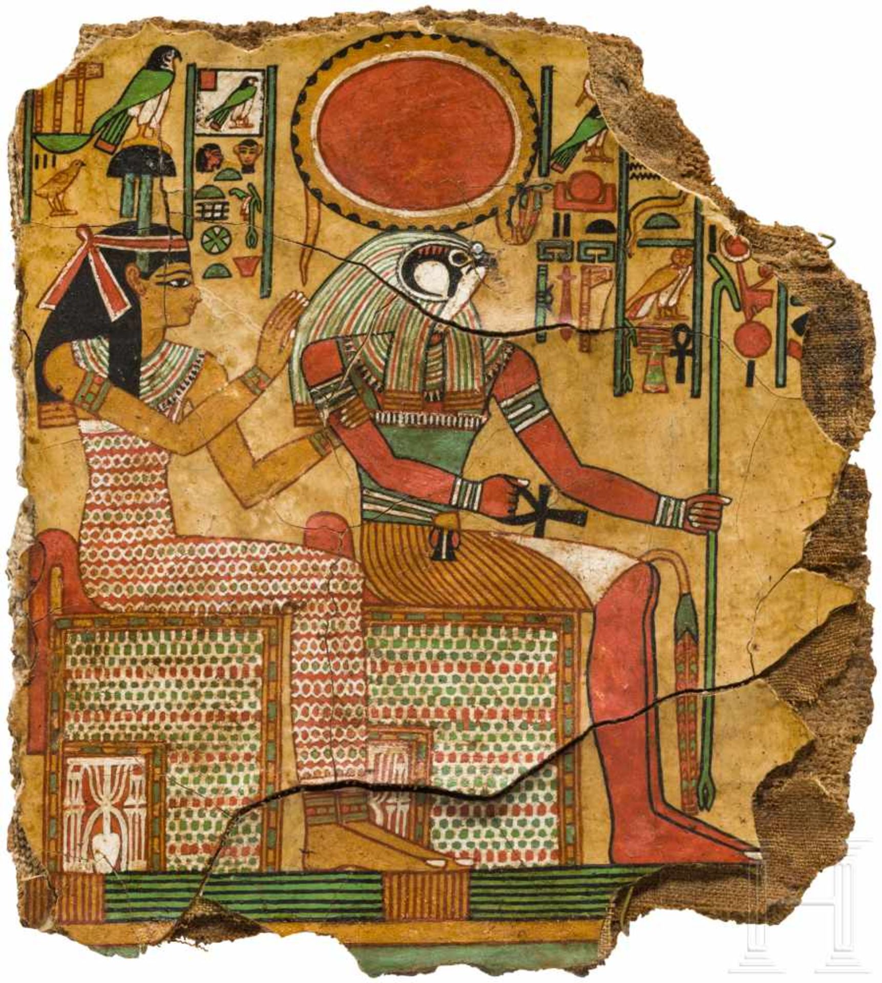 Isis und Ptah-Sokar auf einer polychrom bemalten Mumienhülle, Ägypten, 2. - frühes 1. Jtsd. v. Chr. - Bild 2 aus 5