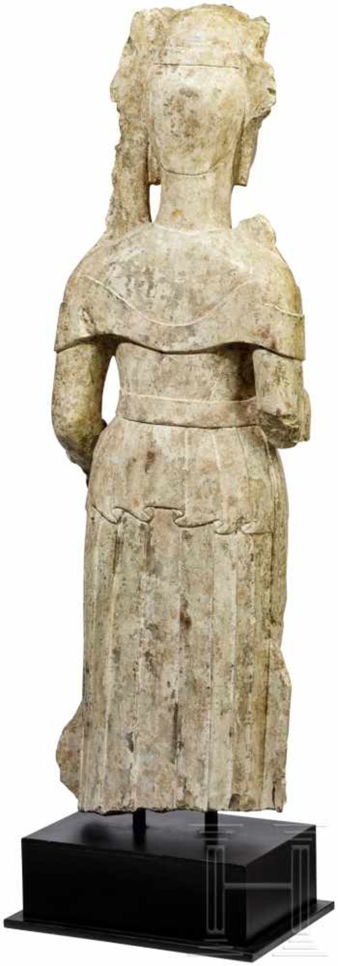 Figur eines stehenden Bodhisattvas, China, Nördliche Qi-Dynastie (550 - 577)Heller Kalkstein. Fein - Bild 2 aus 5