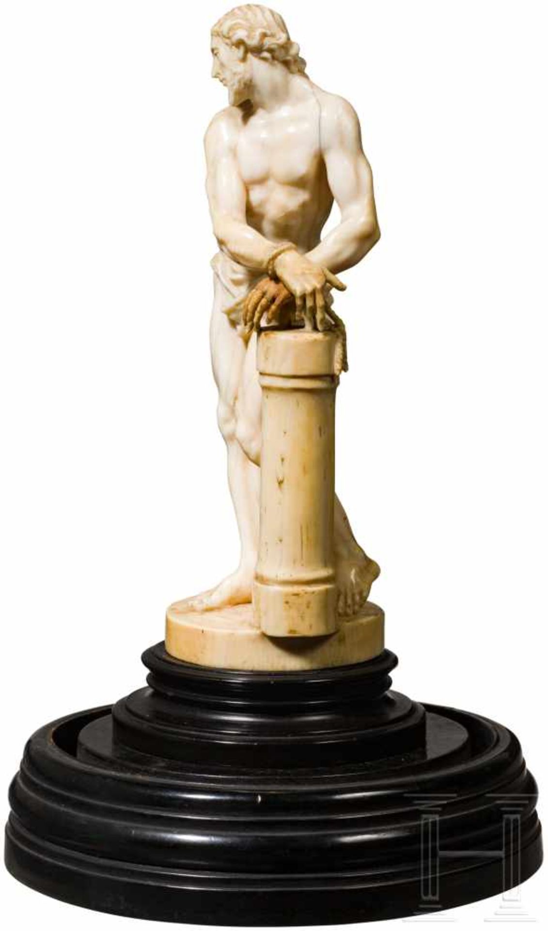 Elfenbeinfigur - Christus an der Geißelsäule, flämisch/fFrankreich, um 1620Ausdrucksstarke - Bild 2 aus 3