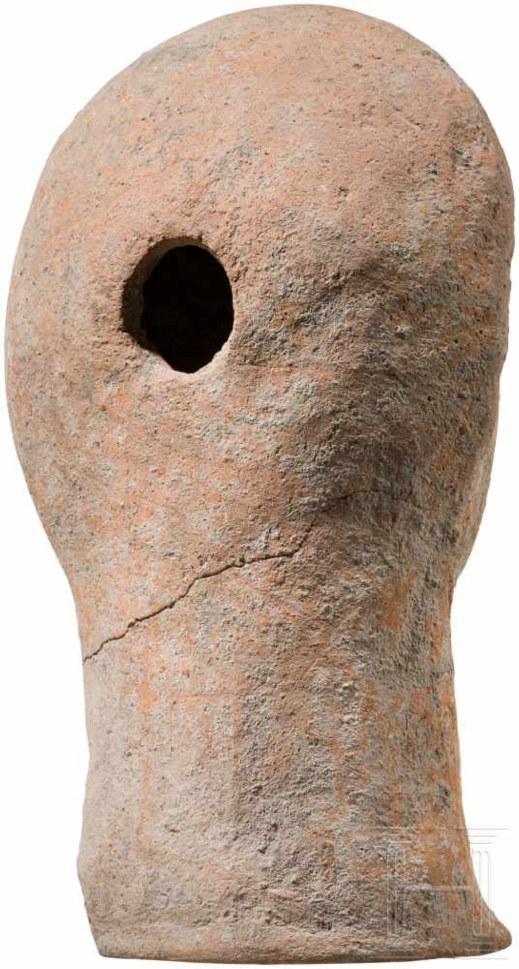 Etruskischer Votivkopf aus Ton, 3. - 2. Jhdt. v. Chr.Leicht unterlebensgroßer Terrakottakopf eines - Bild 4 aus 4