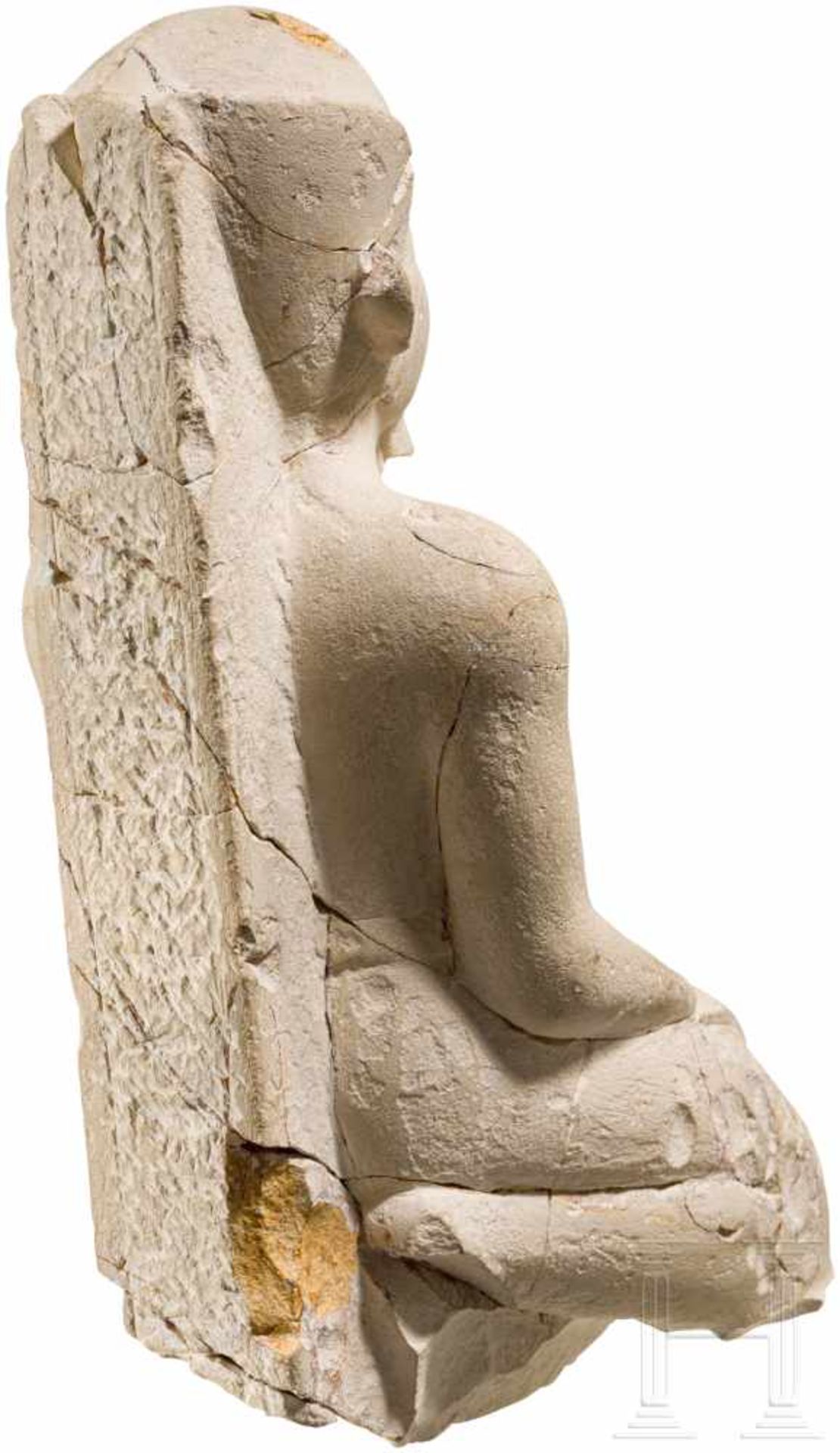 Kniefigur eines Pharaos, Kalkstein, Spätzeit frühptolemäische Epoche, 7. - 3. Jhdt. v. Chr. - Bild 4 aus 6