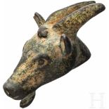Ziegenkopf, östlicher Mittelmeerraum, 5. - 4. Jhdt. v. Chr.Ausdrucksstarker Bronzekopf einer