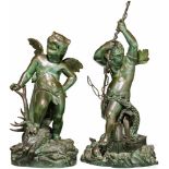 Ein Paar feine Skulpturen Herkules und Poseidons, Frankreich, 19. Jhdt.Zwei detailliert und