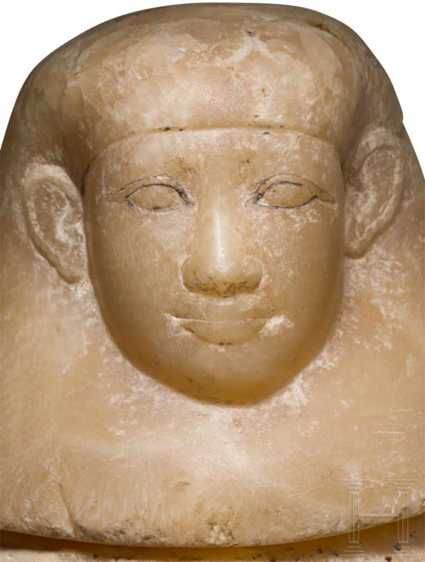 Kanope mit Amset-Deckel, Ägypten, 26. Dynastie, 664 - 525 v. Chr.Ovaloider Eingeweidekrug für die - Bild 5 aus 6