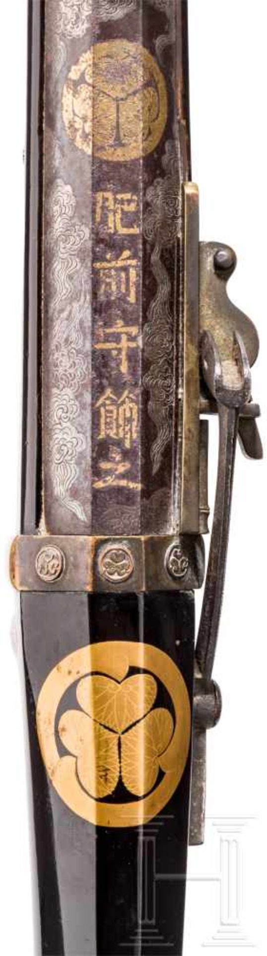 Bajo Tsutsu, Japan, späte Edo-Periode/ frühe Meiji-PeriodeGekürzter, eiserner Ikkaku-Lauf mit - Bild 4 aus 6