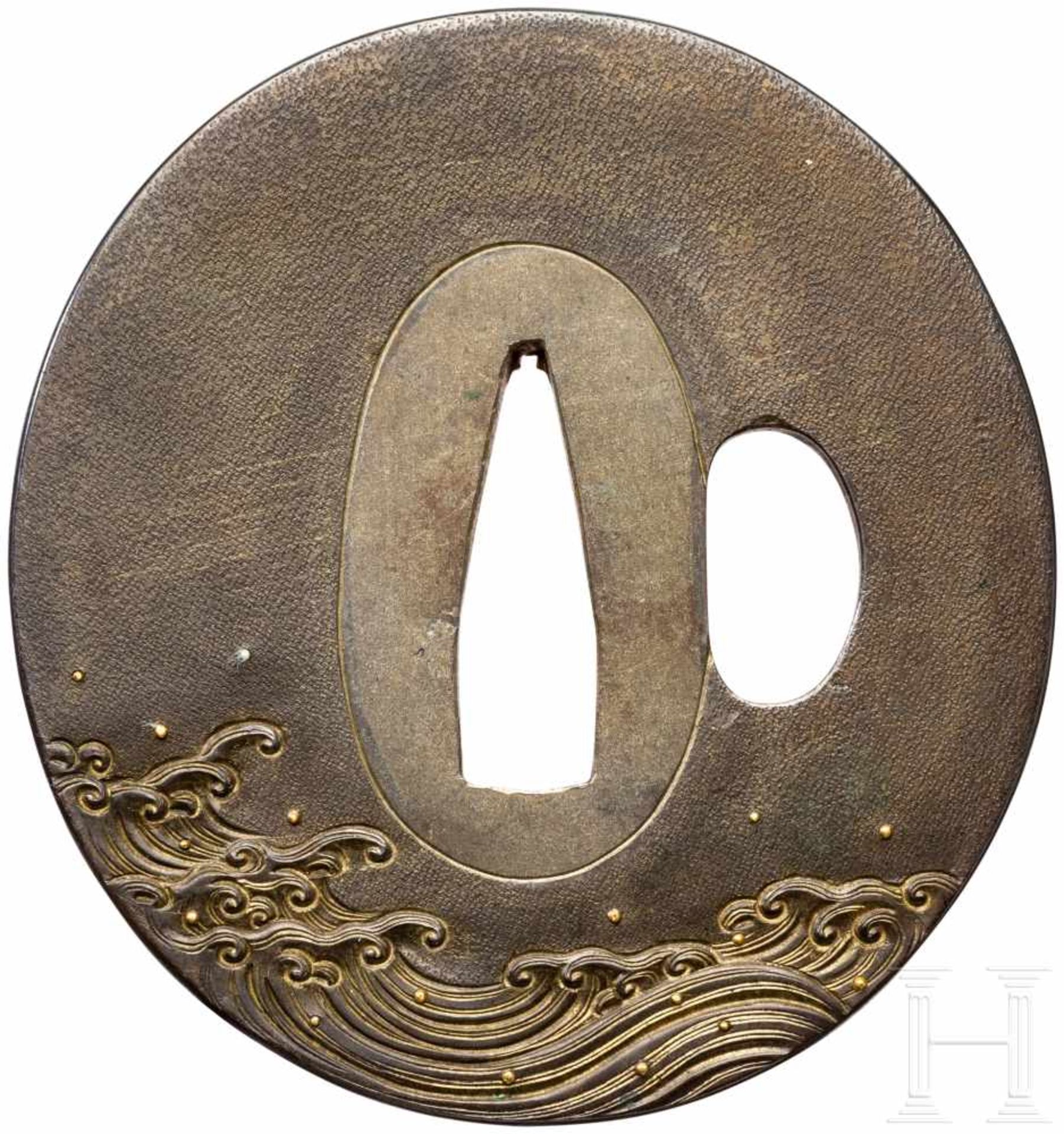 Nademarugata Tsuba, Japan, späte Edo-PeriodeSentoku Tsuba mit Dekor auf Tushime-Grund aus - Bild 2 aus 2
