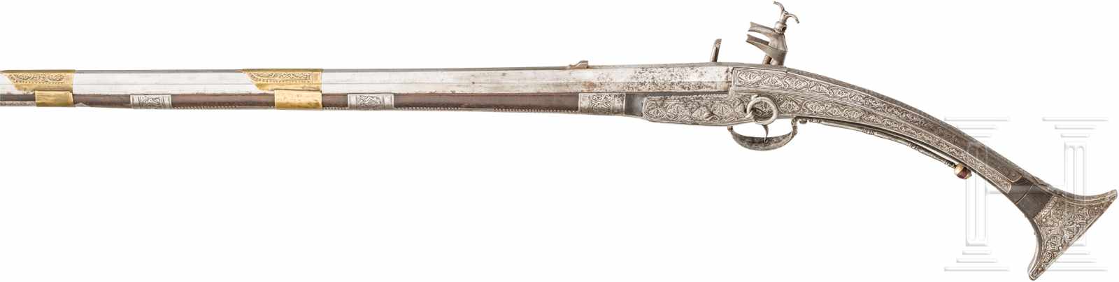 Miqueletgewehr, Albanien, um 1800Schlanker, leicht konischer Achtkantlauf im Kaliber 16 mm mit - Image 2 of 3