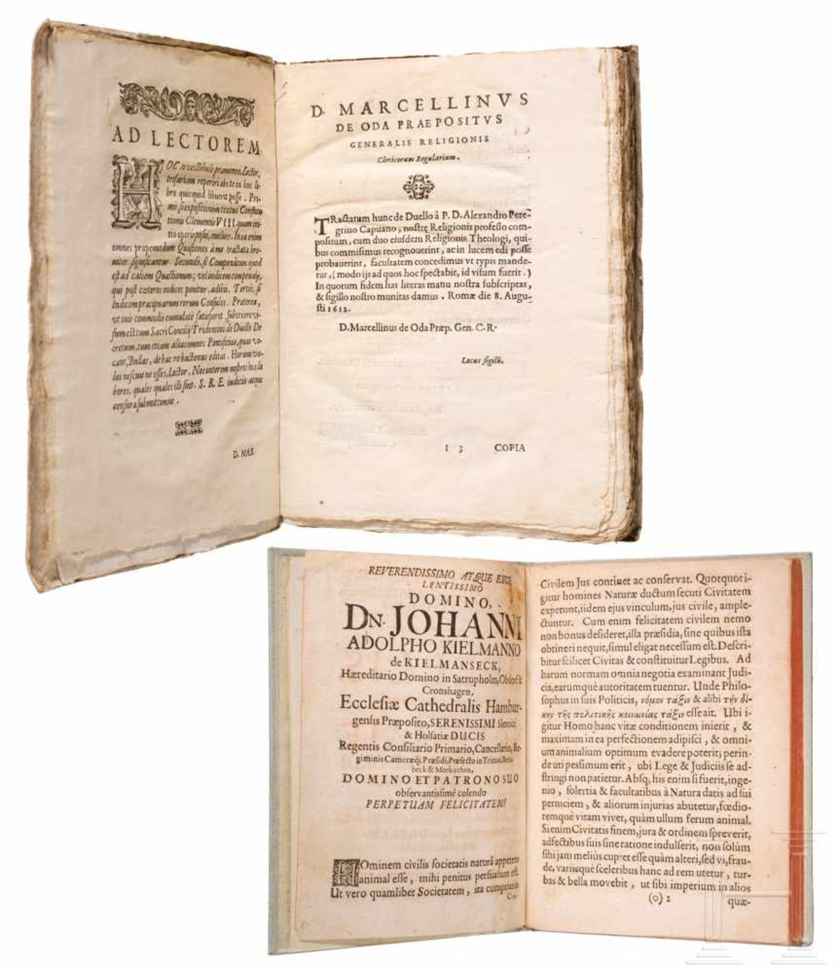 Zwei Duelltraktate, 17. Jhdt.Alexandro Peregrino, Tractatus de Duello, Venedig 1614, mit 232 - Bild 2 aus 4