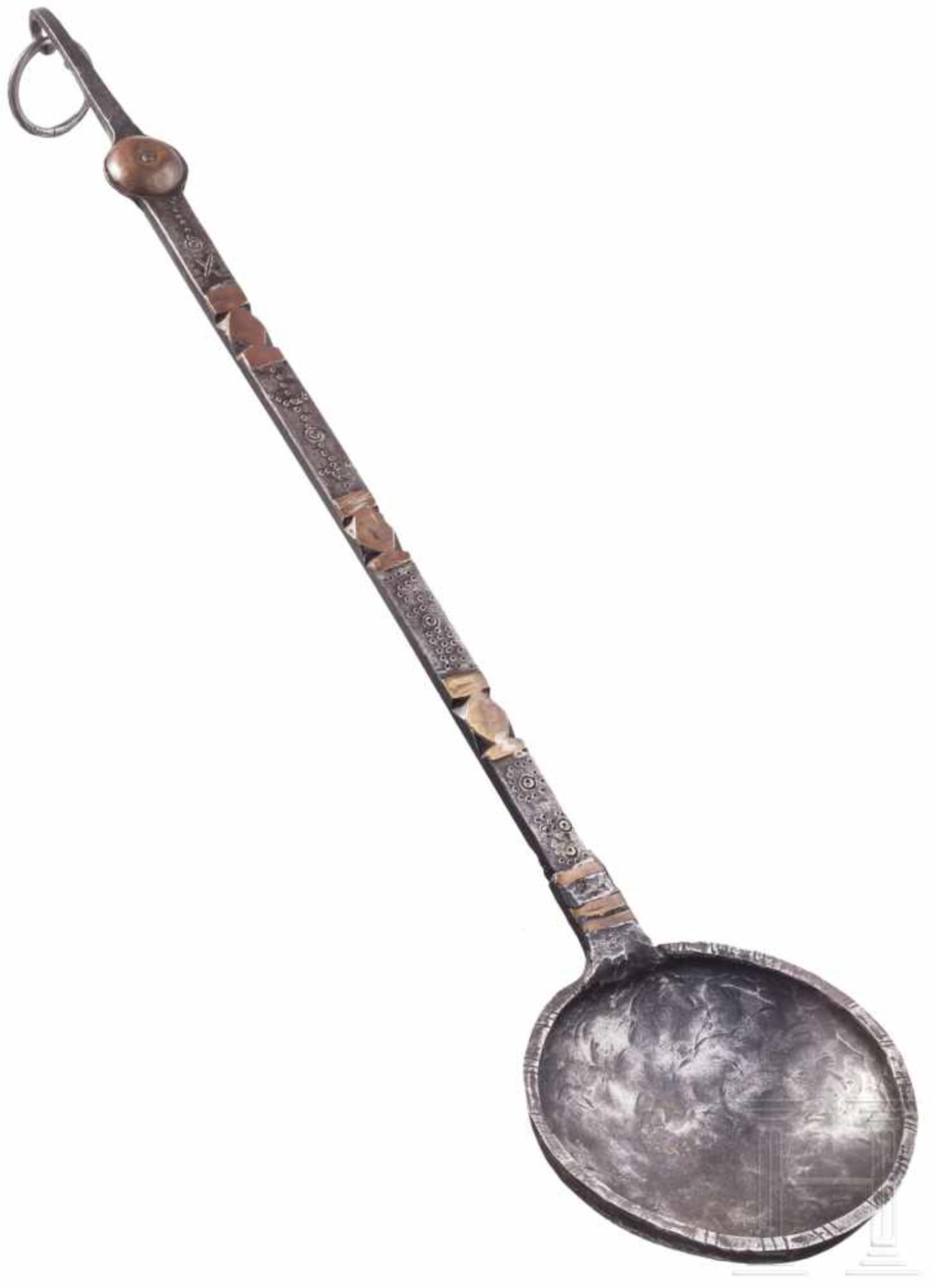 Vortrage-Löffel einer Janitscharen-Einheit, osmanisch, datiert 1696Übergroßer Schöpflöffel aus