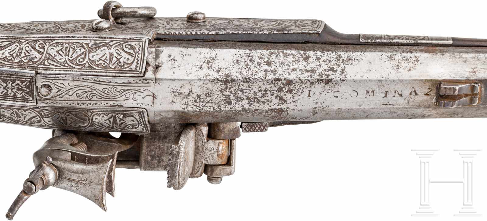 Miqueletgewehr, Albanien, um 1800Schlanker, leicht konischer Achtkantlauf im Kaliber 16 mm mit - Image 3 of 3