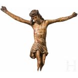 Hölzerner Corpus Christi, Frankreich, 17. Jhdt.Einteilig geschnitzter Körper mit Kopf und Beinen,