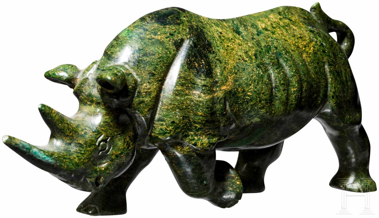Rhinozerosstatuette, 19./20. Jhdt.Naturalistisch geschnittene Figur eines Breitmaulnashorns im