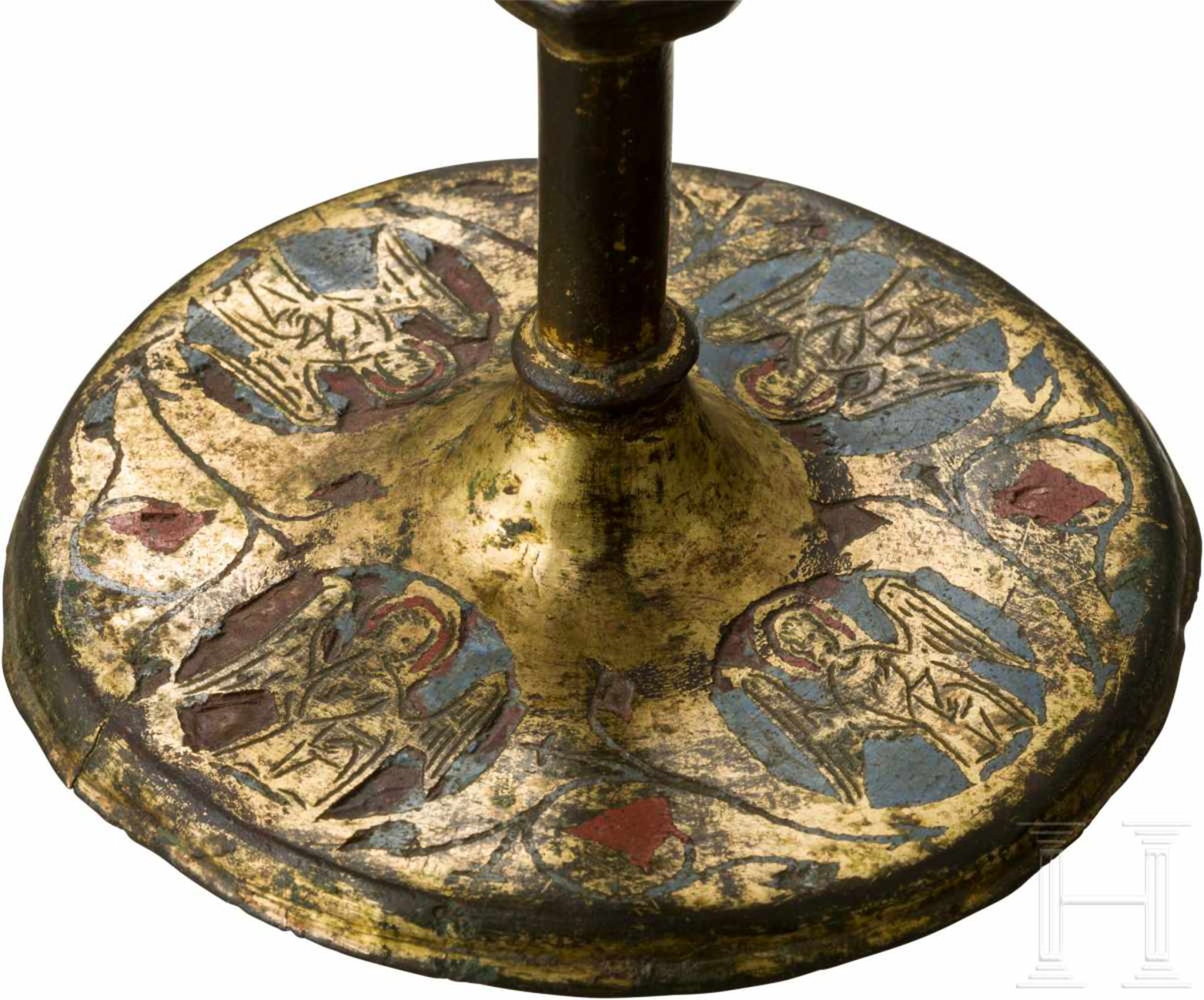 Hochgotische, emaillierte Pyxis, Limoges, 12./13. Jhdt.Vergoldetes, teilemailliertes Kupfer. - Bild 4 aus 5