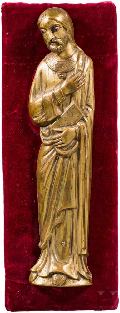 Vergoldete Bronzeskulptur, Frankreich, 19. Jhdt.Hohl gearbeitete, halbplastische Figur eines