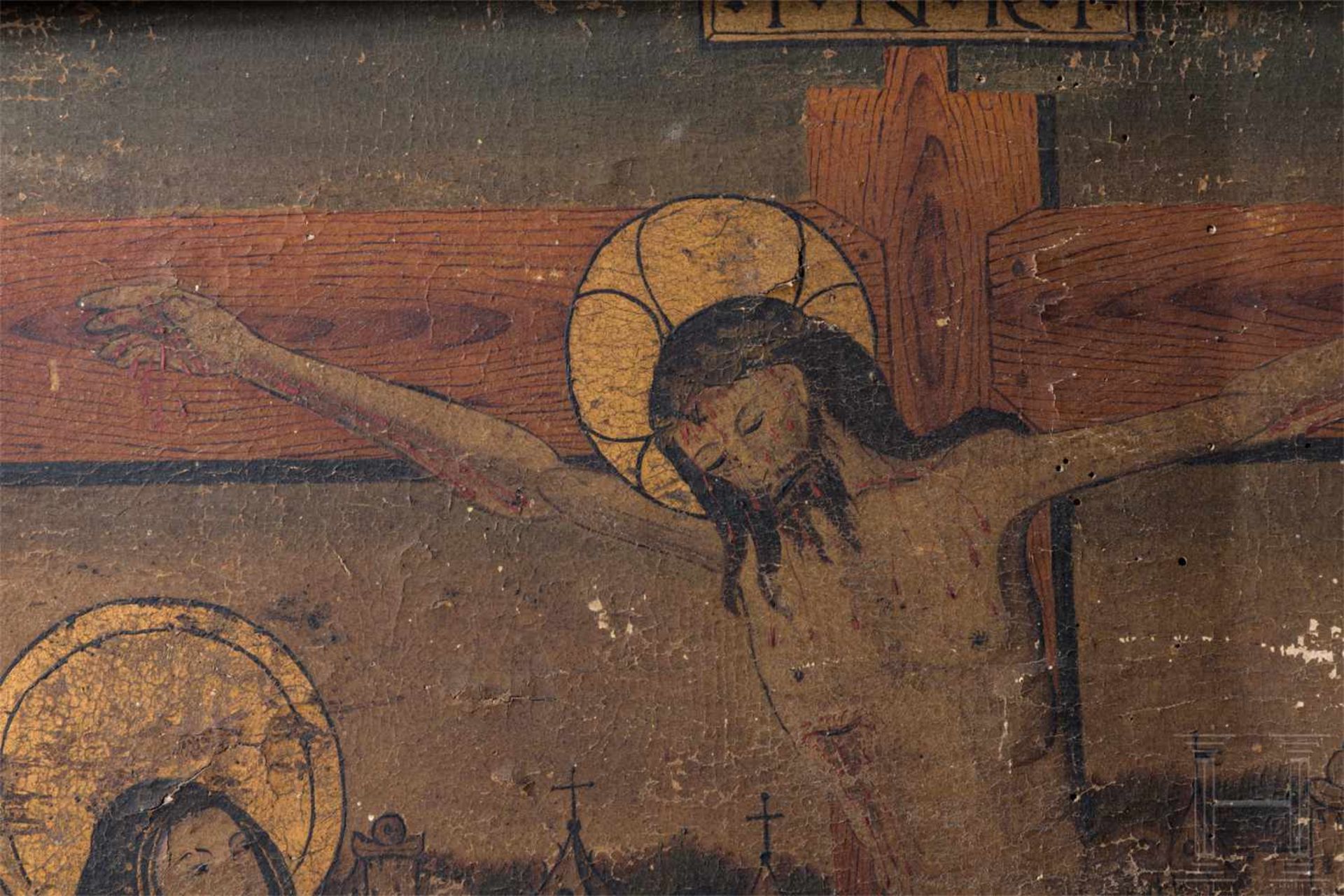 Tafelbild, Kreuzigung Christi, flämisch, 2. Hälfte 15. Jhdt.Tempera auf Kreidegrund, auf - Bild 2 aus 6