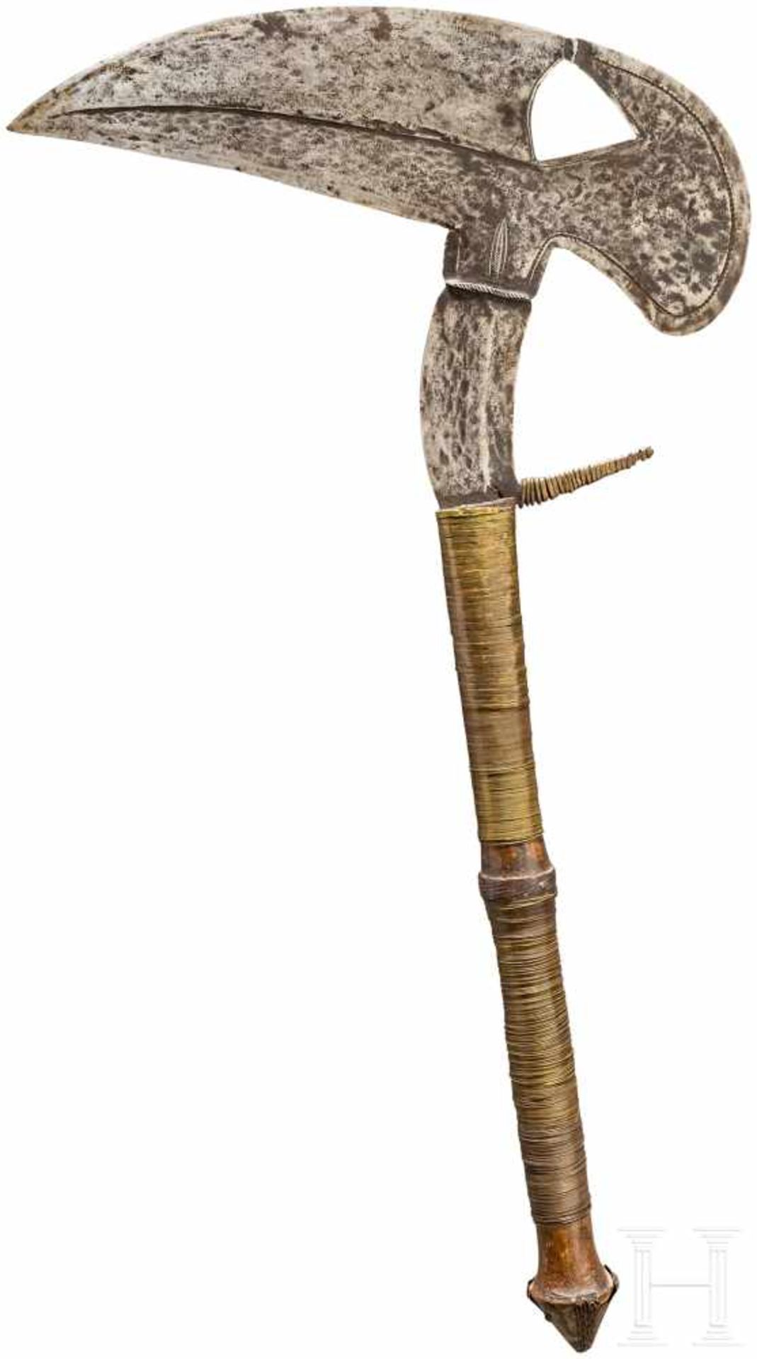 Großes Vogelkopfmesser der Kota/Fang, WestafrikaTypische, axtartig geformte Klinge mit dreieckigem