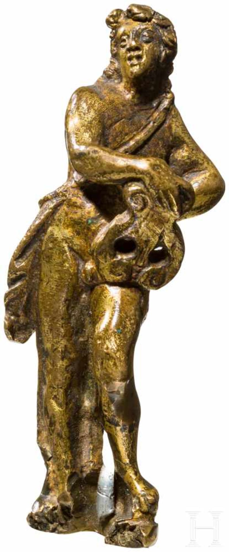 Bronzeskulptur, Jüngling mit Leier, Frankreich, um 1700Vollplastisch modellierter, stehender