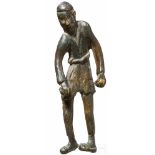 Bronzeskulptur, 19. Jhdt.Rückseitig abgeflachte, halbplastische Figur eines bärtigen Mannes im