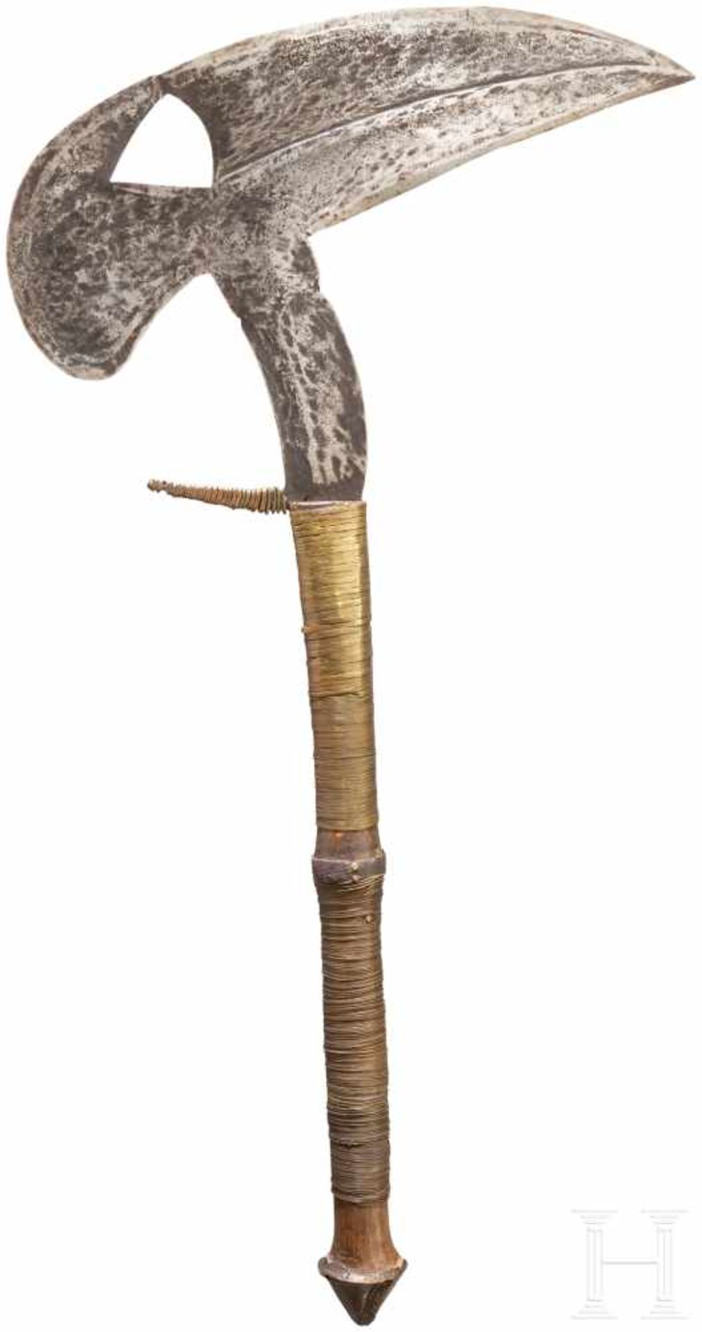 Großes Vogelkopfmesser der Kota/Fang, WestafrikaTypische, axtartig geformte Klinge mit dreieckigem - Bild 2 aus 2