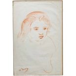André Derain (1880 - 1954) - Studie einer jungen FrauRote Kreide auf Papier. Kopfstudie einer jungen