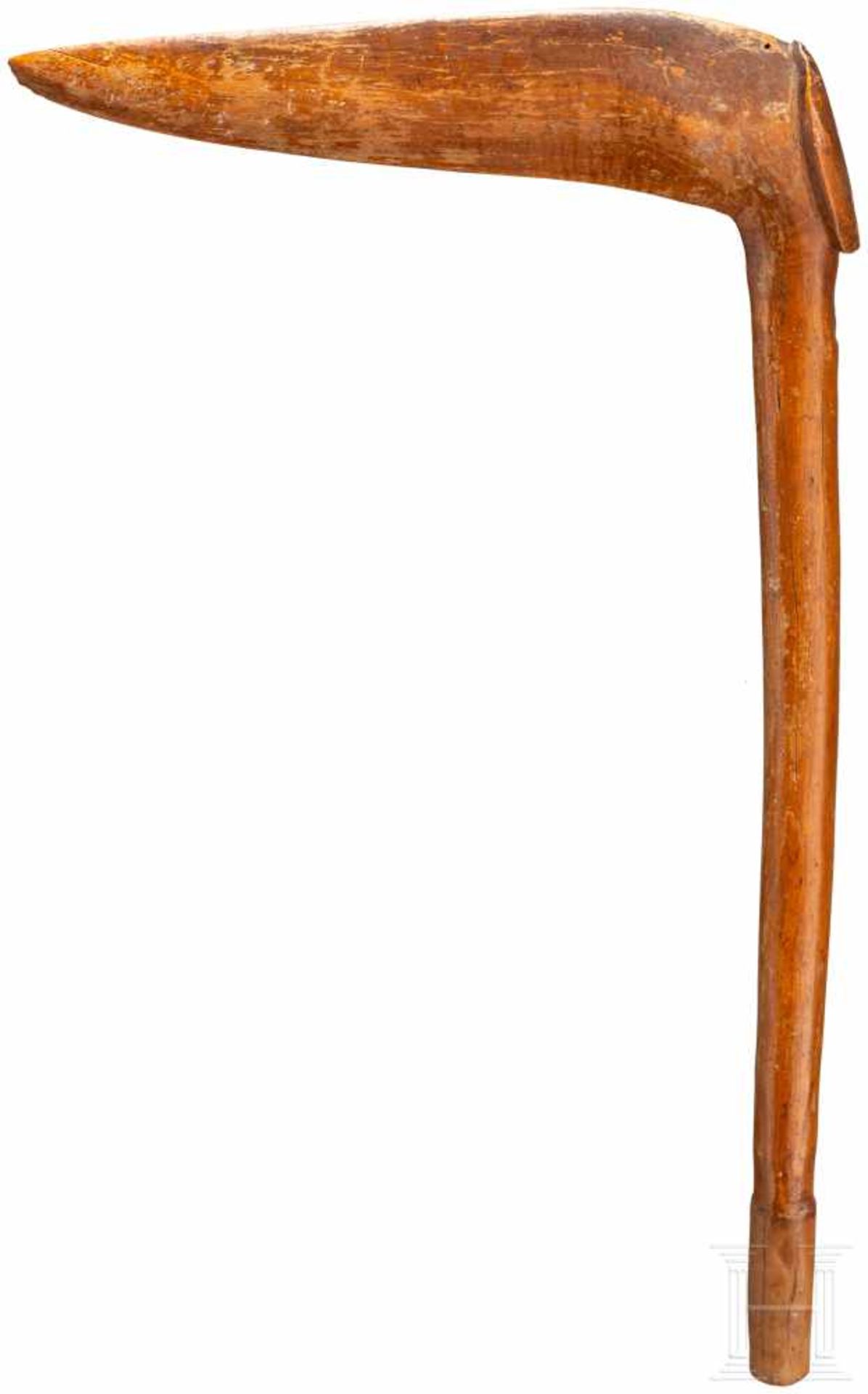 Vogelkopfkeule, NeukaledonienBeschnitzter Schlagkopf in Form eines stilisierten Vogelkopfes, mit - Bild 2 aus 2