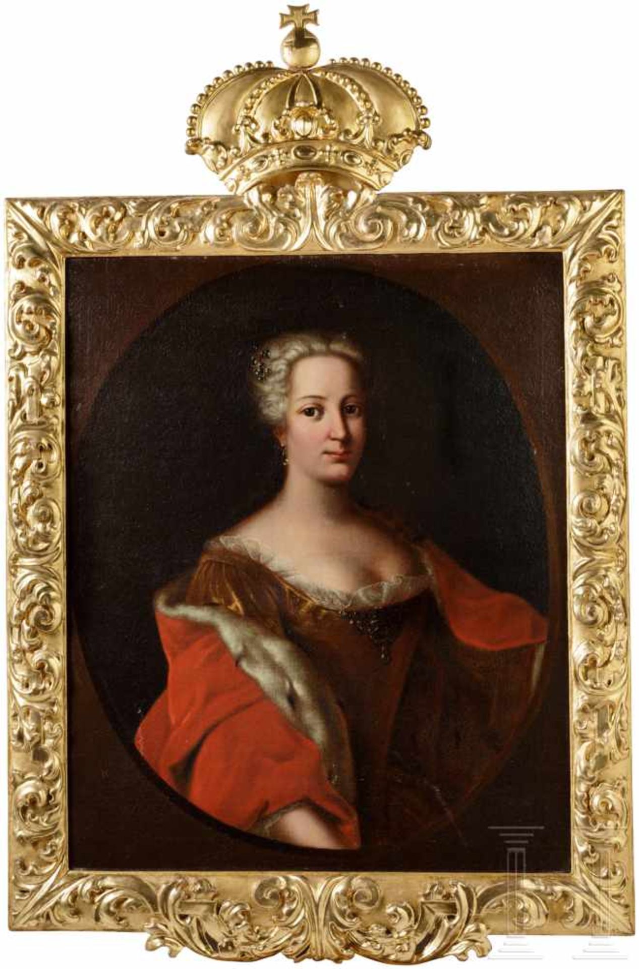 Kaiserin Maria Theresia - Portrait, in originalem Barockrahmen, um 1740Öl auf Leinwand, doubliert.