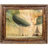 Gemälde der Hindenburg-KatastropheÖl auf Leinwand, mit Darstellung der brennenden "Hindenburg"