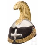 Helm M 1880 für Angehörige der schweren Kavallerie, 1900-46Korpus aus Eisen, am Bund mit schwarzem