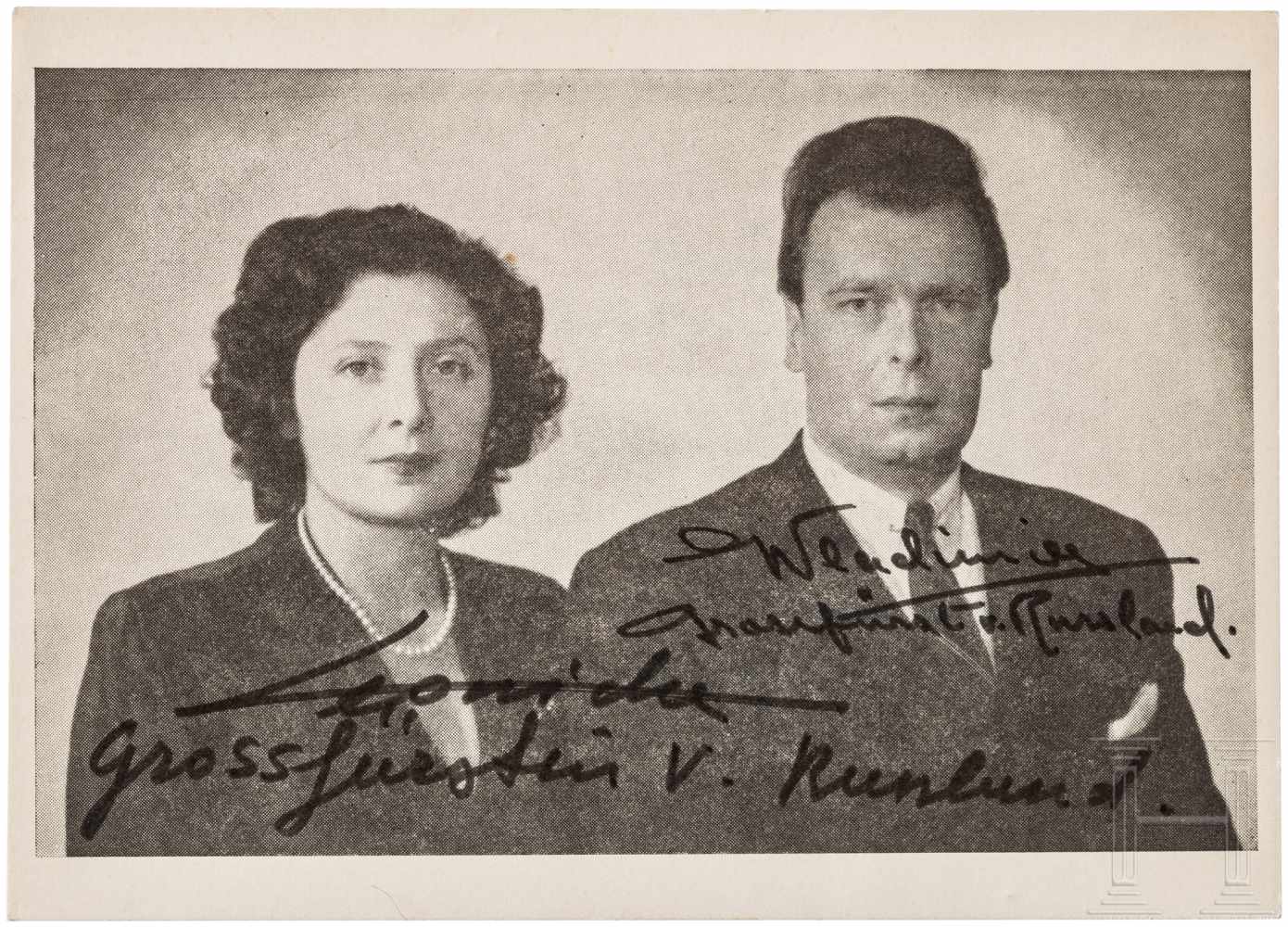 Wladimir Großfürst von Russland mit Frau - Fotodruck mit AutographenSchauseitig mit Portraits und