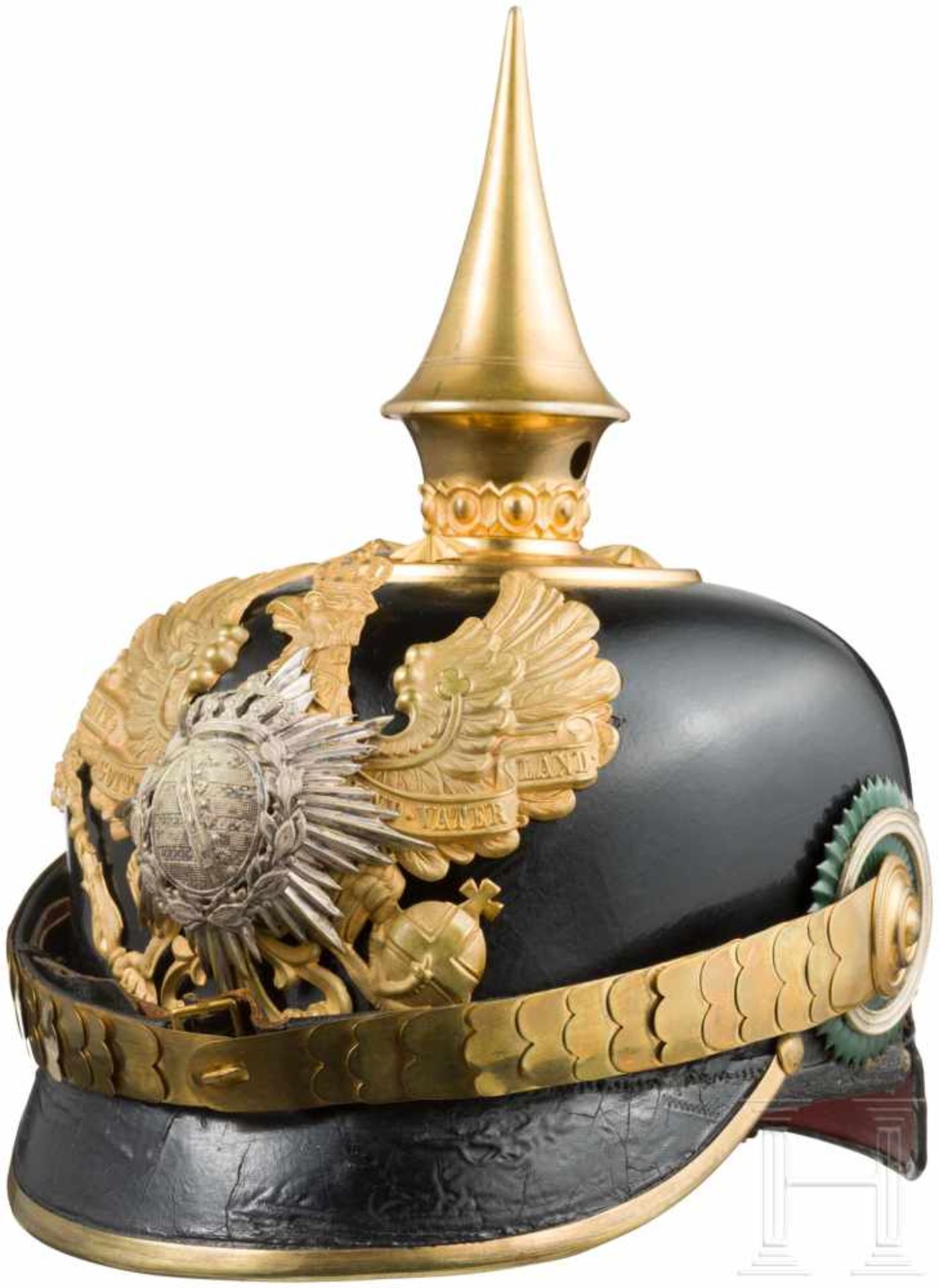 Helm für Offiziere im 8. Thüringischen Infanterie-Regiment Nr. 153, um 1910Glocke aus schwarzem