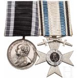 Ordensschnalle mit der Militär-Verdienstmedaille (Tapferkeitsmedaille)Medaille in Silber, am
