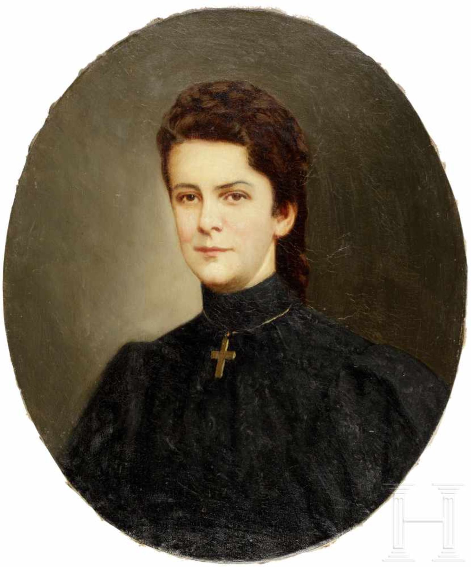 Kaiserin Elisabeth von Österreich - Ölportrait auf Leinwand, um 1890Ovales Bildnis der Kaiserin