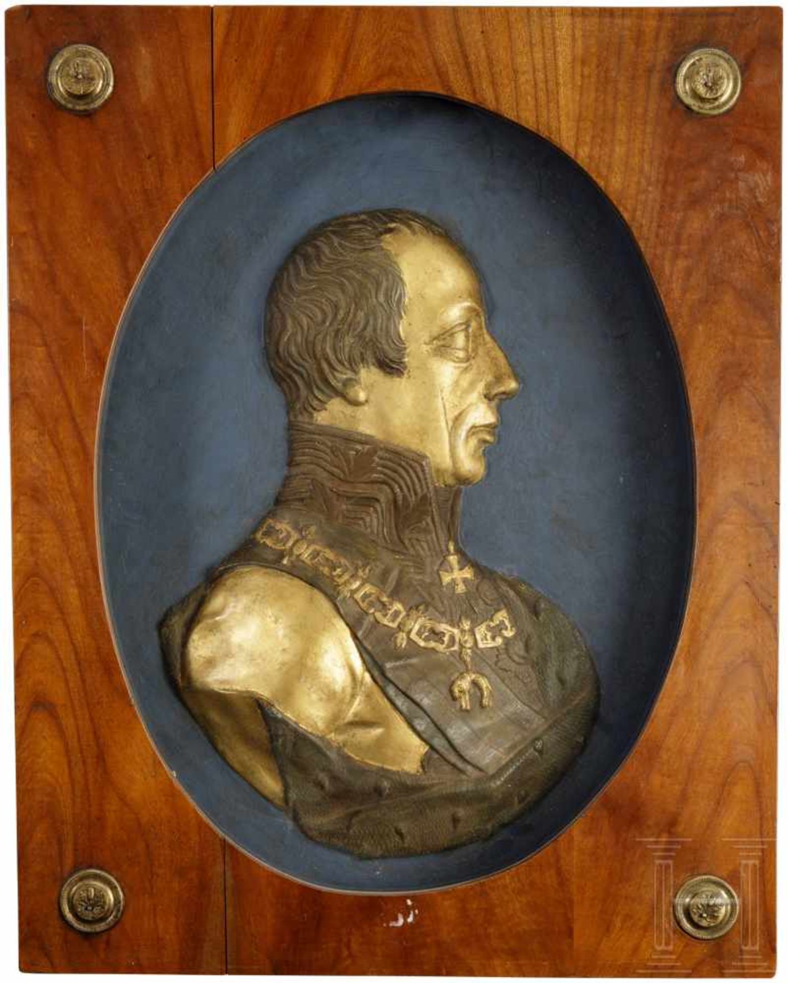 Kaiser Franz I. von Österreich in Uniform, klassizistisches Relief, um 1820/30Feines Halbprofil