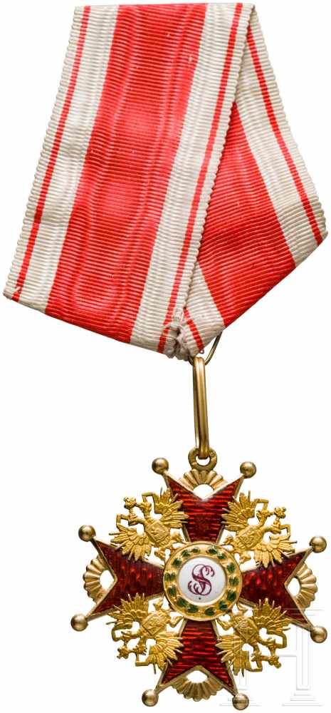 St. Stanislaus-Orden, Kreuz 3. Klasse, um 1900In Gold und Emaille. Auf den Kreuzarmen kyrillische