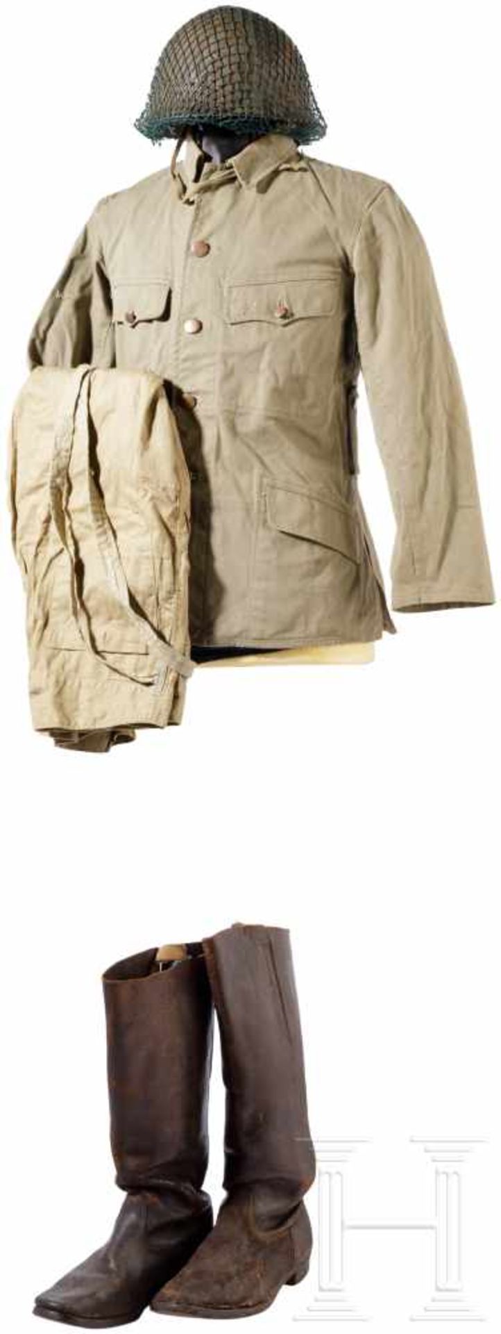 Uniform- und Ausrüstungsensemble für Infanteriesoldaten im Pazifikkrieg, 1937-45Eine Feldmütze (ohne