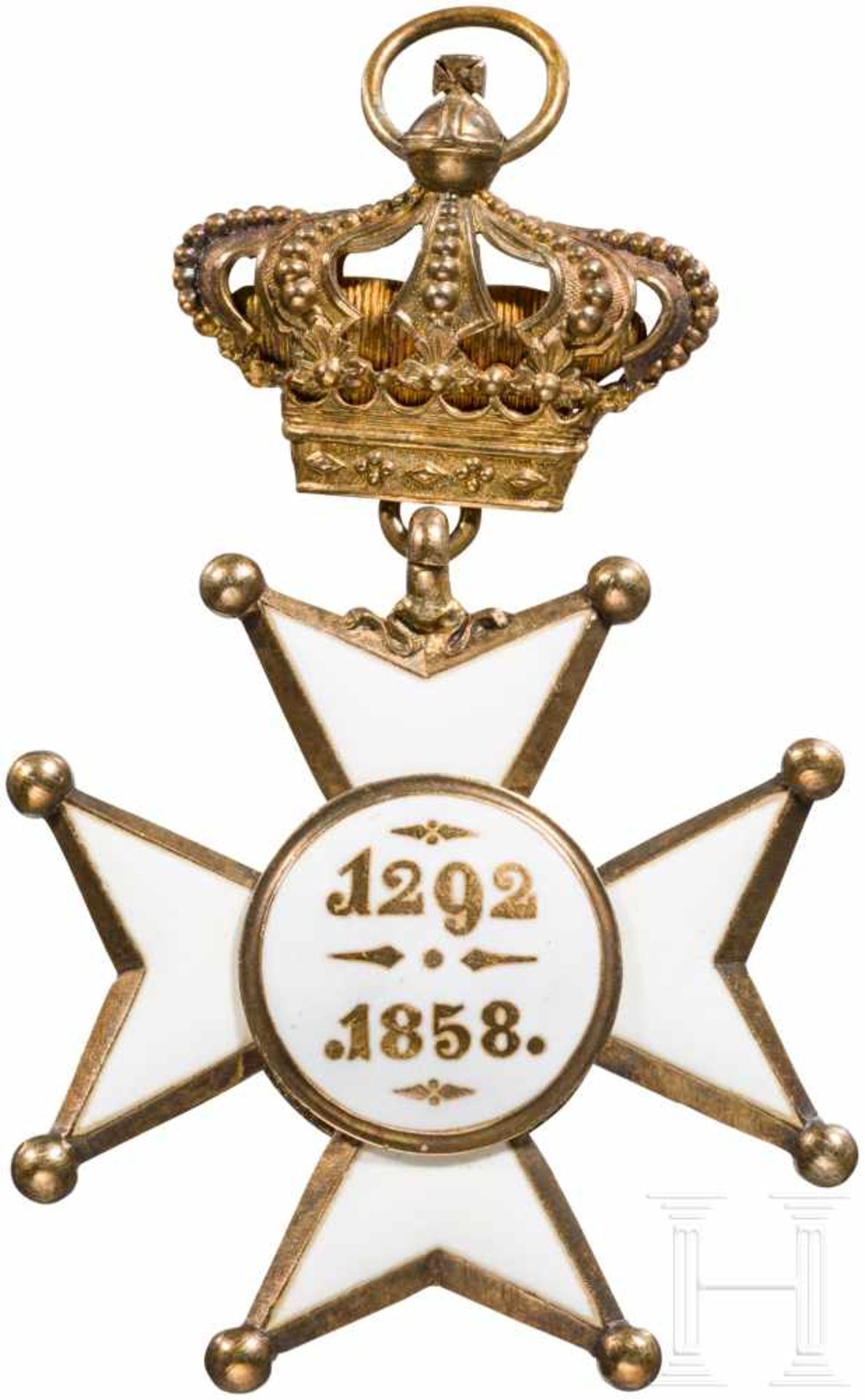 Militär- und Zivil-Verdienst-Orden Adolph von Nassau, KomturkreuzSilber, vergoldet, teils - Bild 2 aus 2