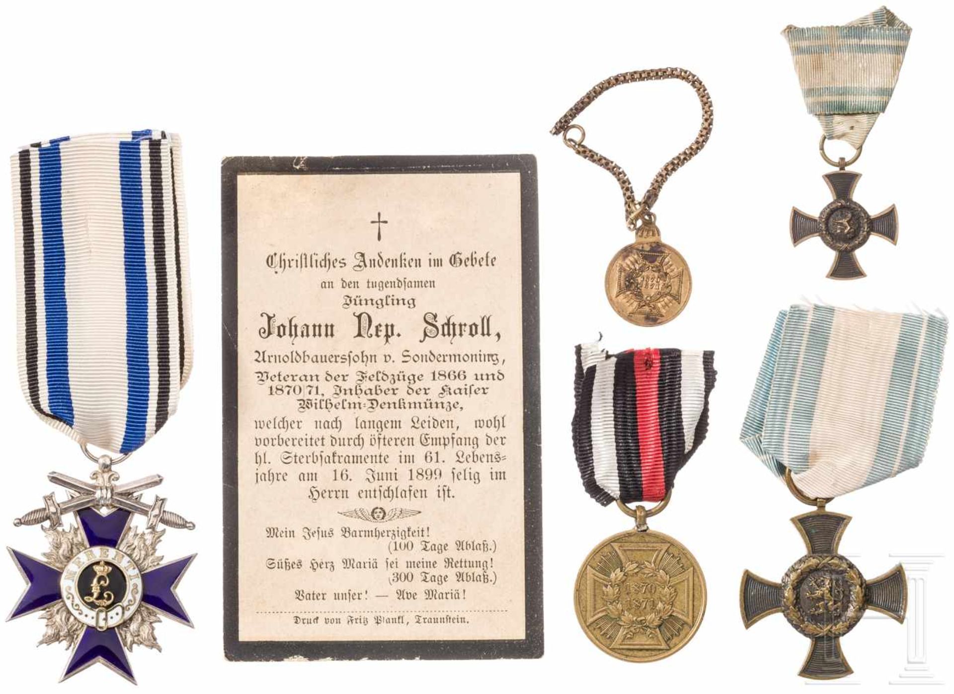 Militär-Verdienst-Orden 4. Klasse mit Schwertern, Nachlass eines Veteranen der Kriege 1866,