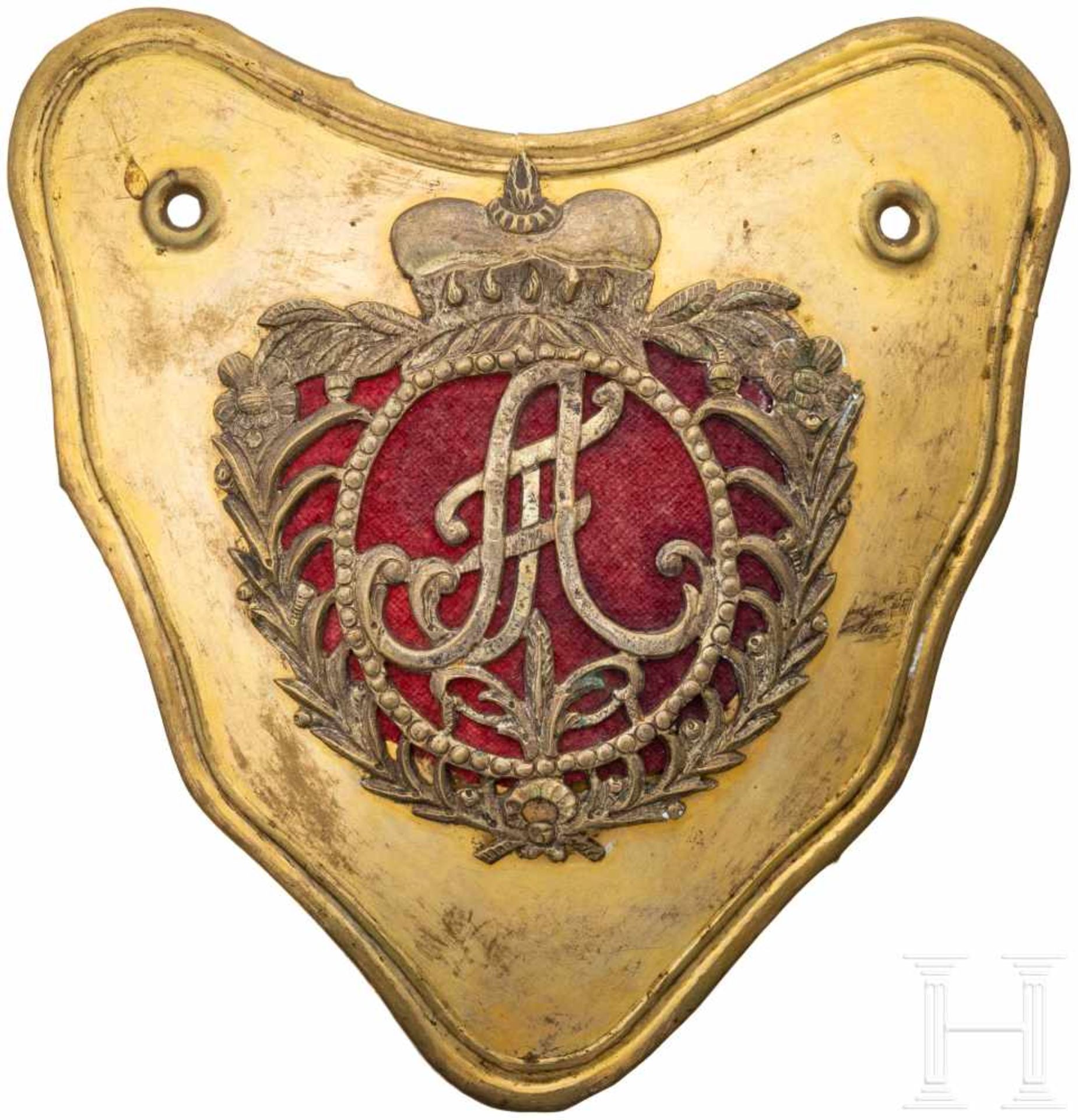 Ringkragen für Offiziere der Infanterie, 1763 - 1806Gewölbter Schild aus schauseitig vergoldetem