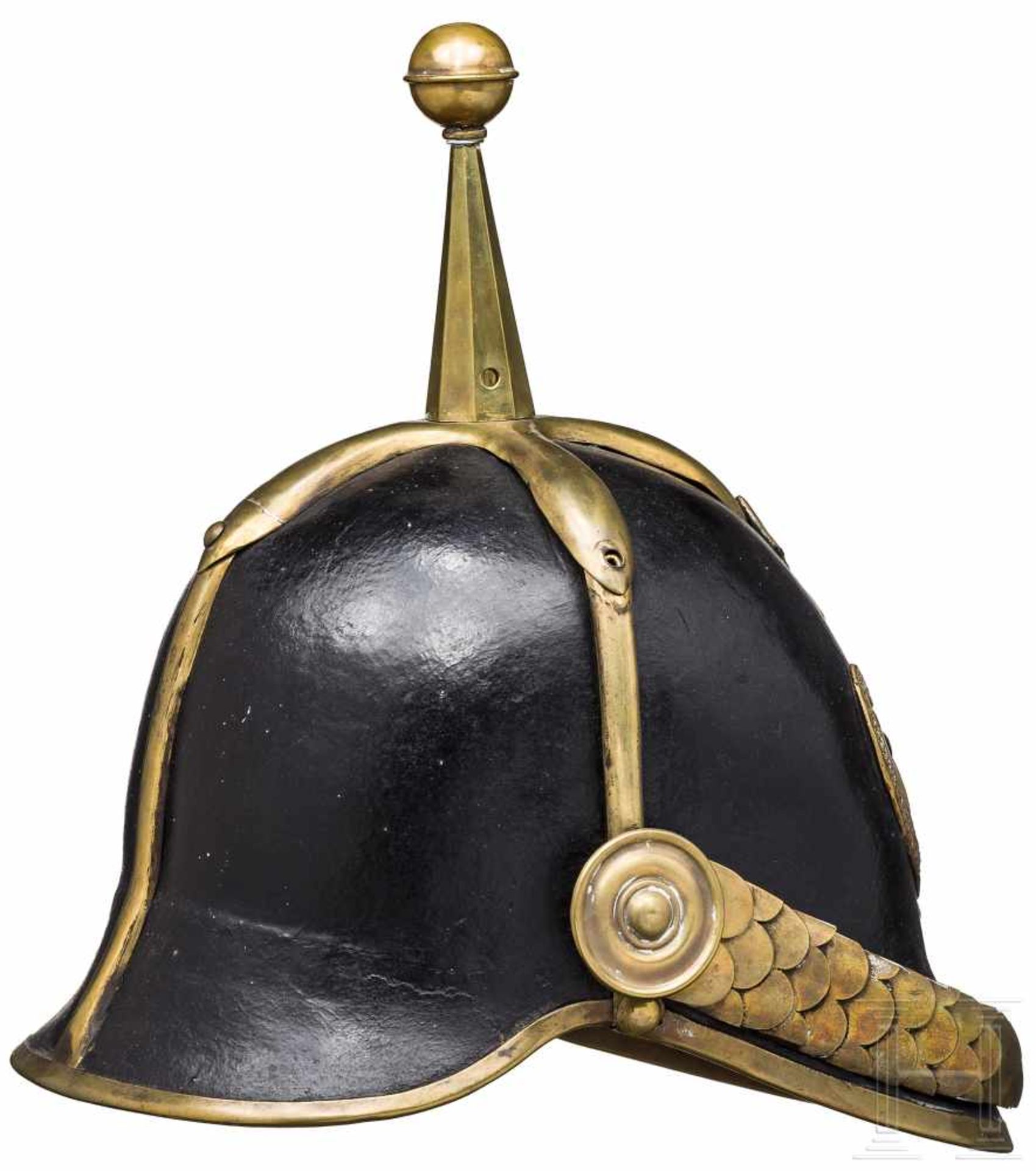 Helm für Mannschaften der "Guardia Civica Catania", um 1848Schwarz lackierter Filzkorpus mit ehemals - Bild 2 aus 3