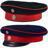 An Other Ranks Saxon Schirmmütze (Visor Cap) and Mütze (Cap)Blue wool body with red band and