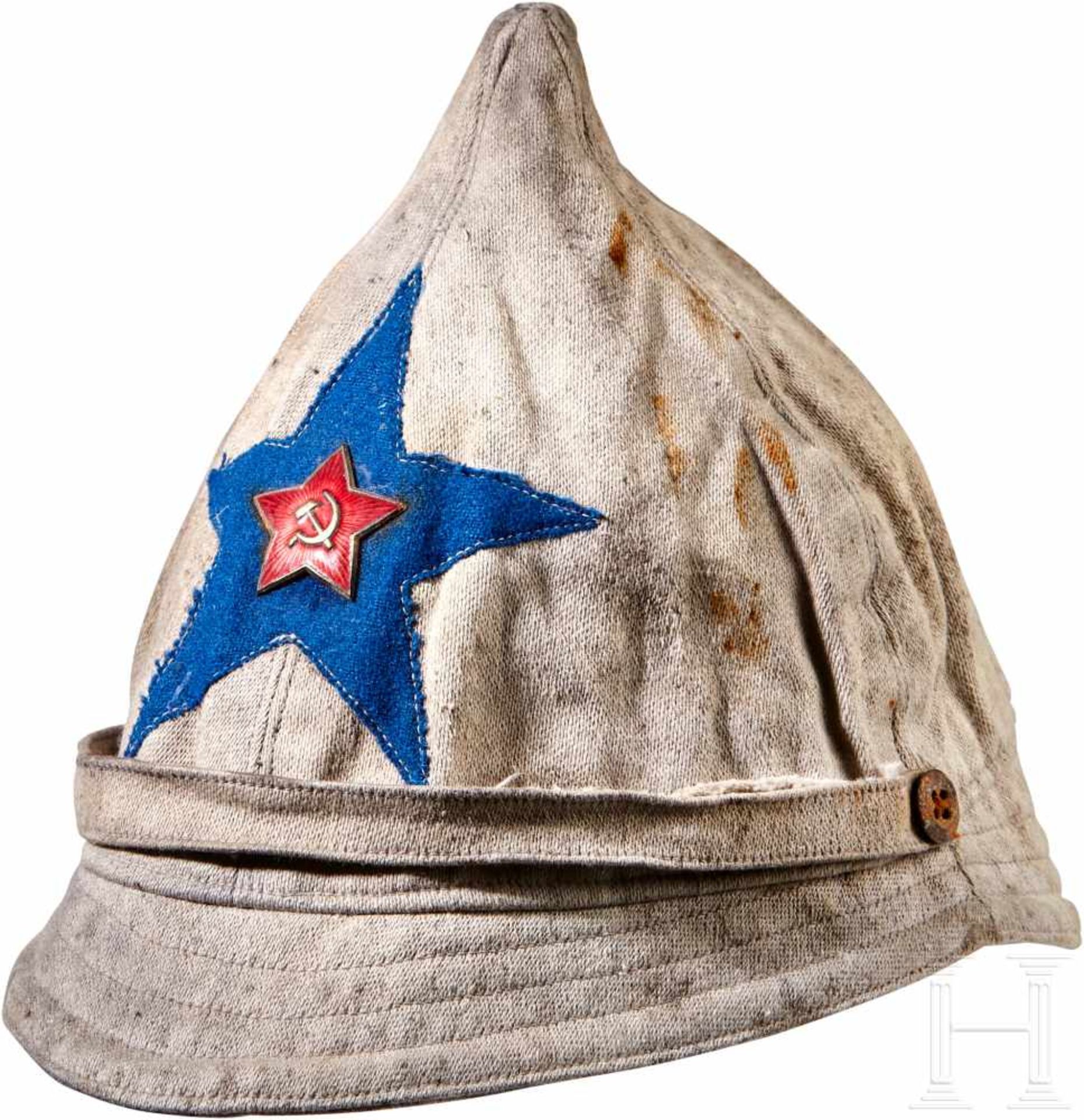 A White Budenovka CapWhite fabric summer "Budenovka" style cap used by troops in the civil war and