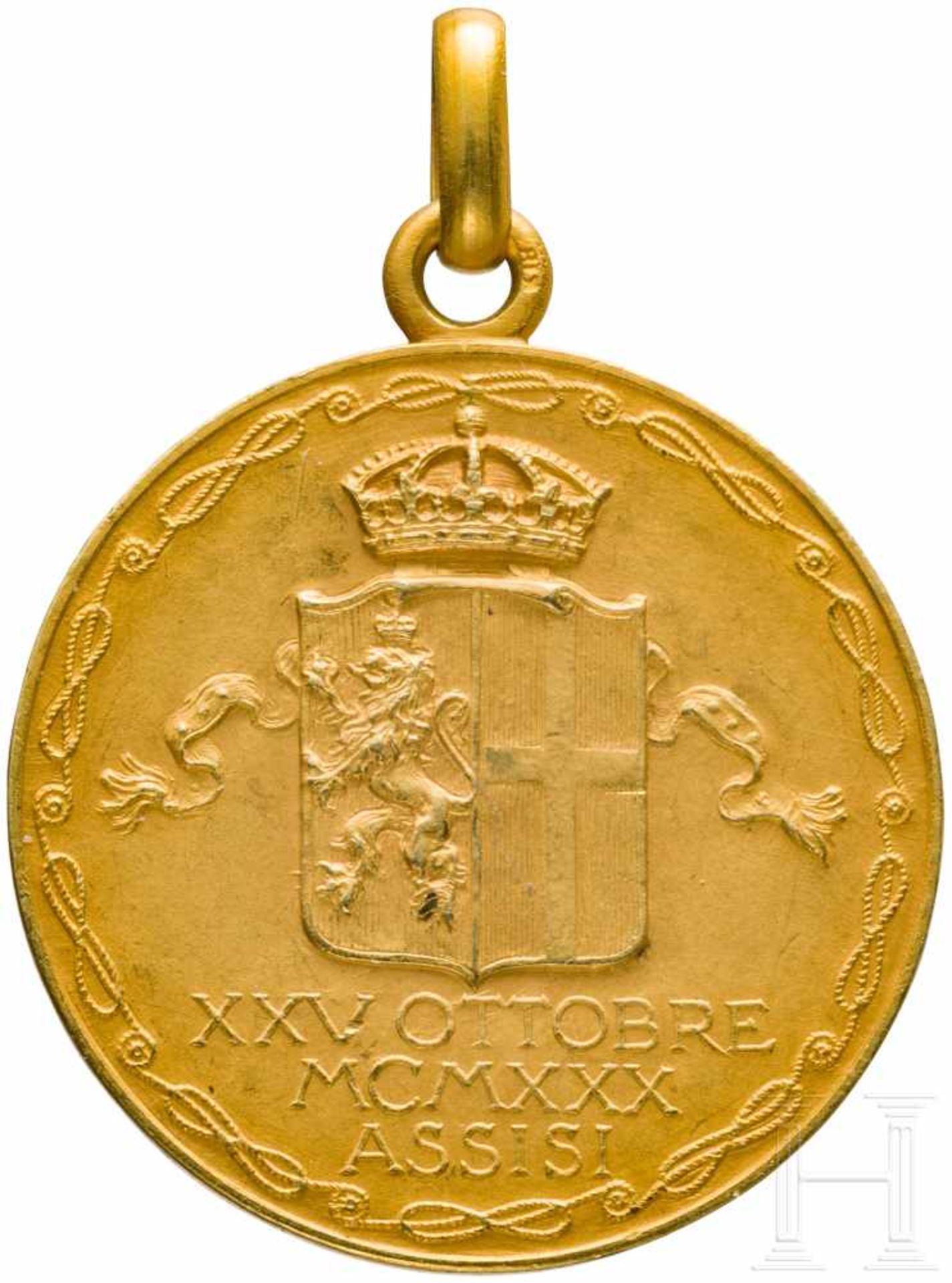 Goldene Medaille zur Erinnerung an die Hochzeit von Prinzessin Giovanna mit Zar Boris III. von - Bild 3 aus 5