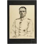 Oscar Graf (1873 - 1958) - Portrait des Pour le Mérite-Trägers Oswald BoelckeKreidelithografie,